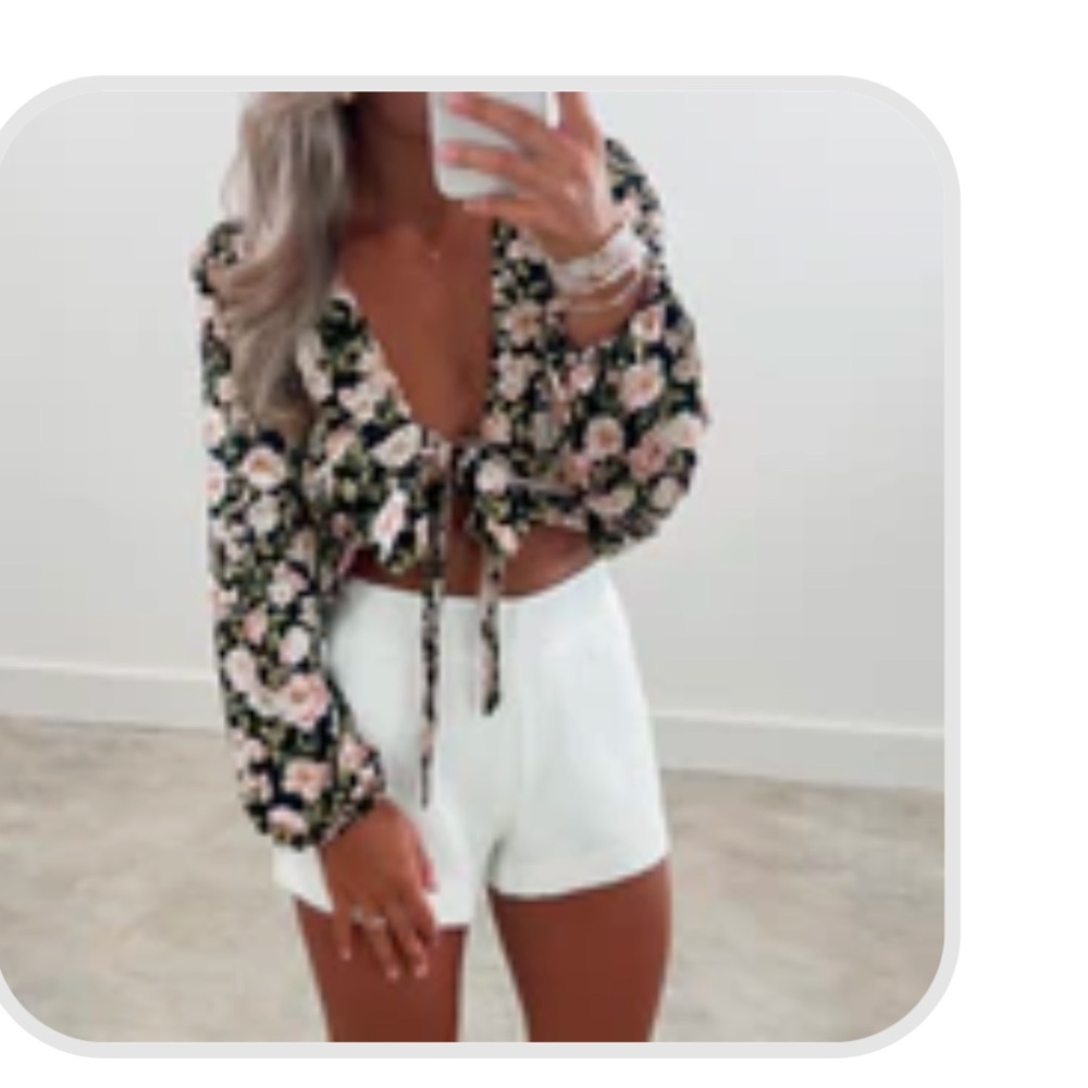 Black Flowered Crop Top